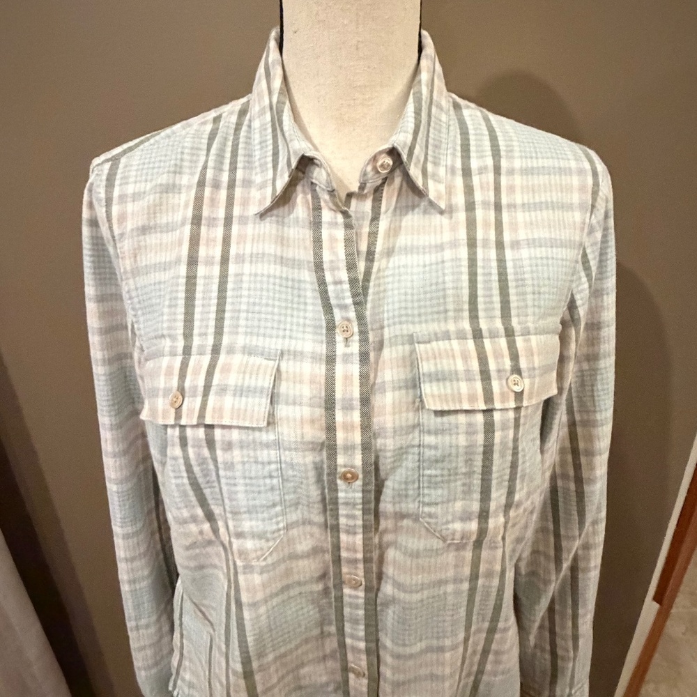 Light Blue Plaid Button-Down Shirt